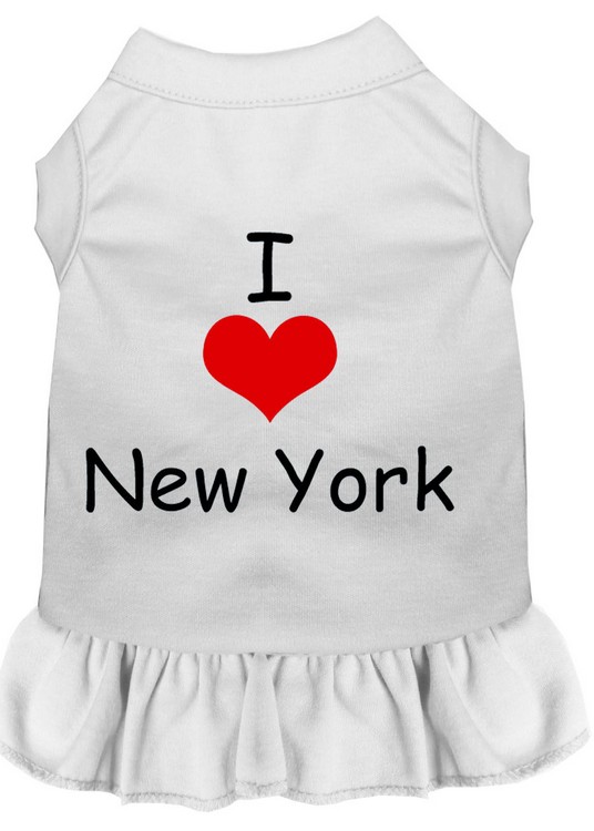 I Heart New York Screen Print Dress White XS